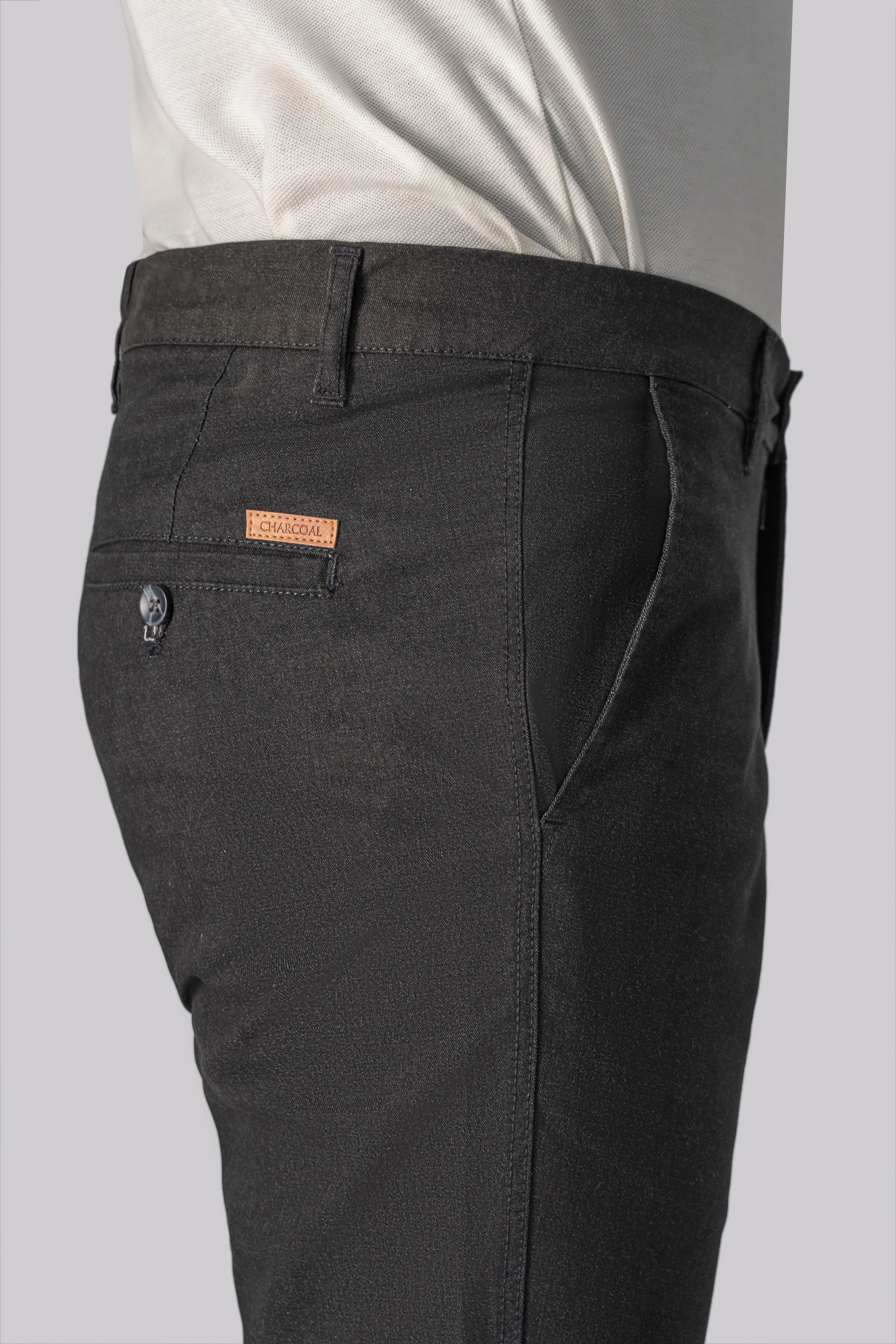 COLORED DENIM SMART FIT CASUAL PANT BLACK