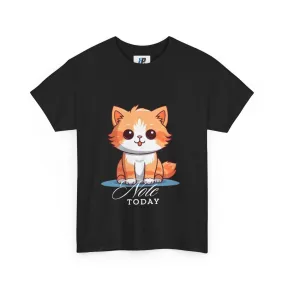 Cute Cat Note Today Unisex Heavy Cotton Tee