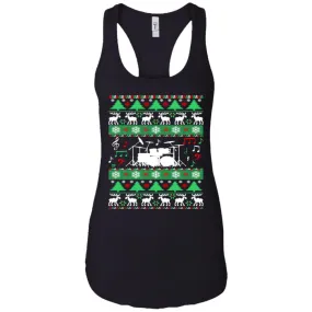 Drums Drummer Ugly Christmas Women Tank