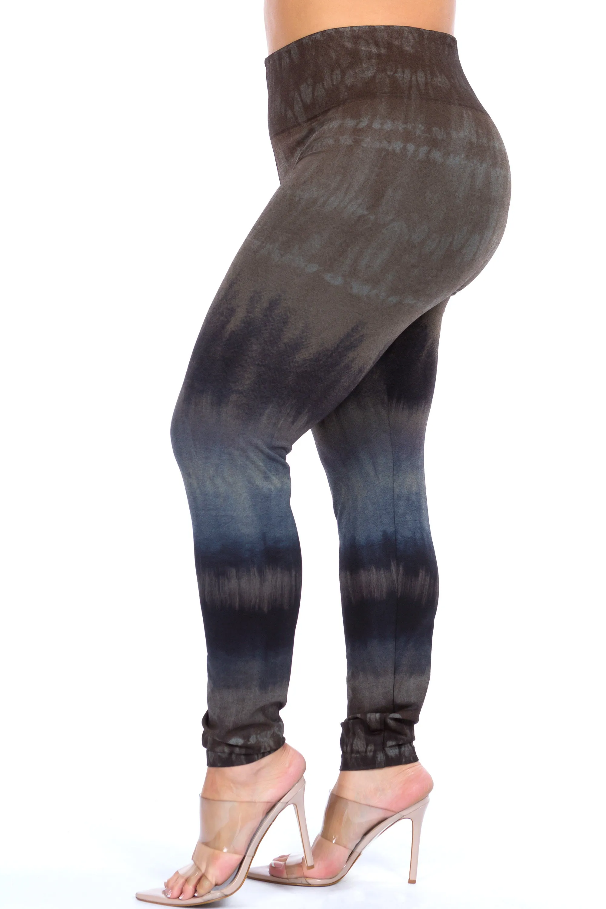 Earthen Cobalt Tie-Dye Print Leggings