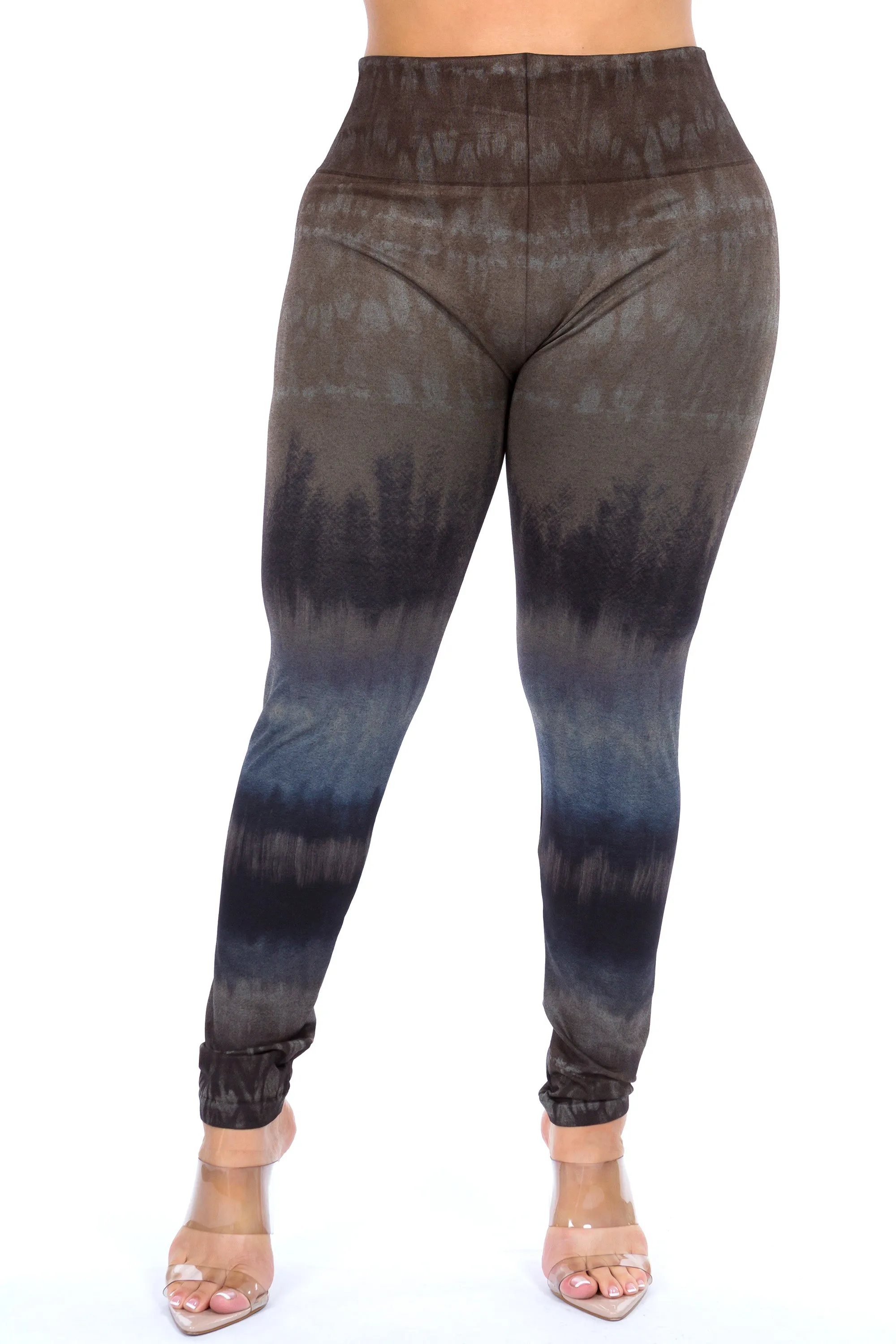 Earthen Cobalt Tie-Dye Print Leggings