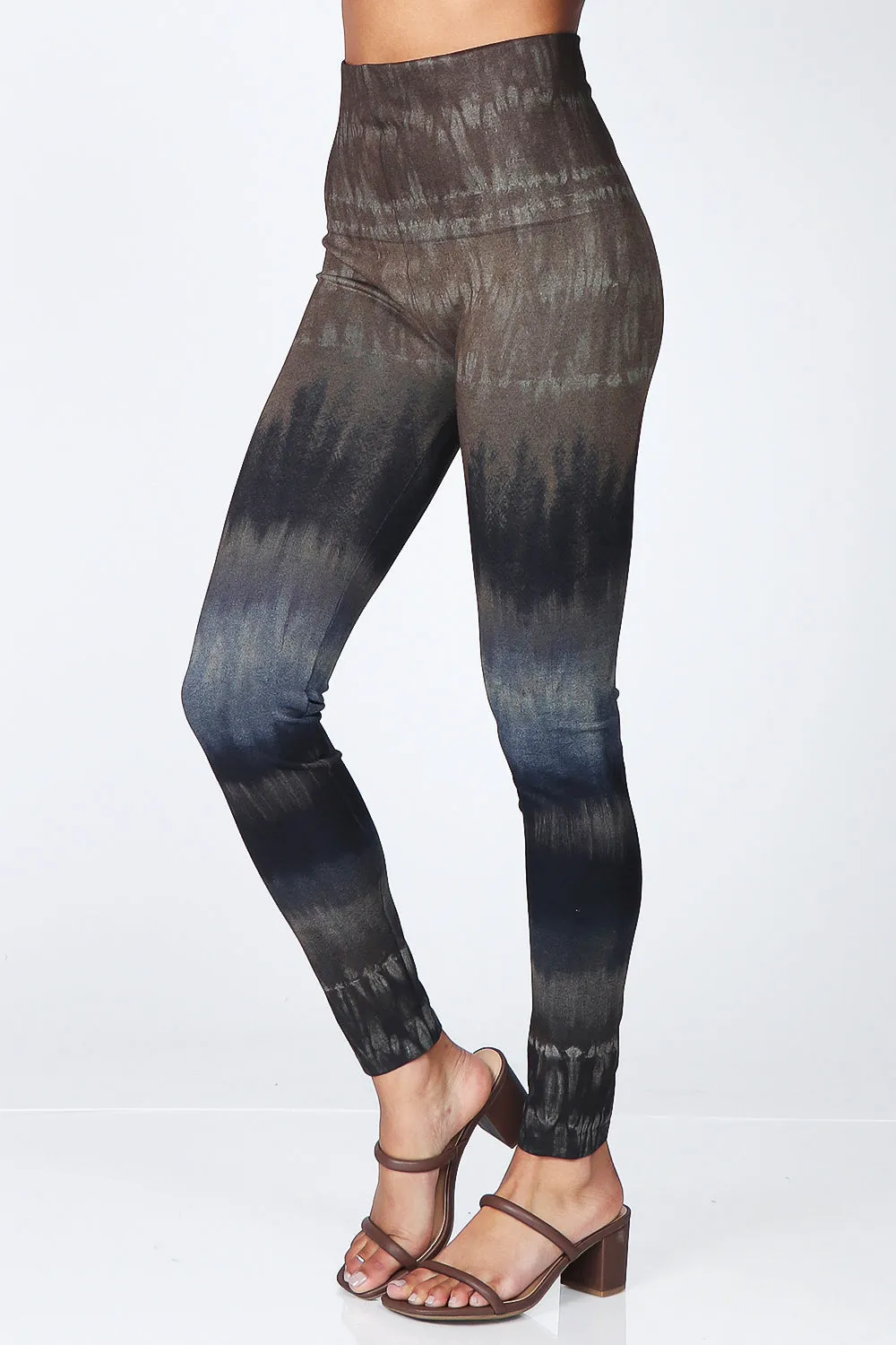 Earthen Cobalt Tie-Dye Print Leggings