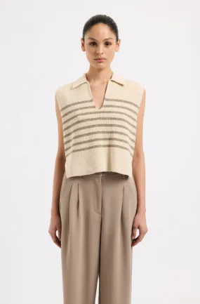 Enes Stripe Knit Vest Chestnut Stripe