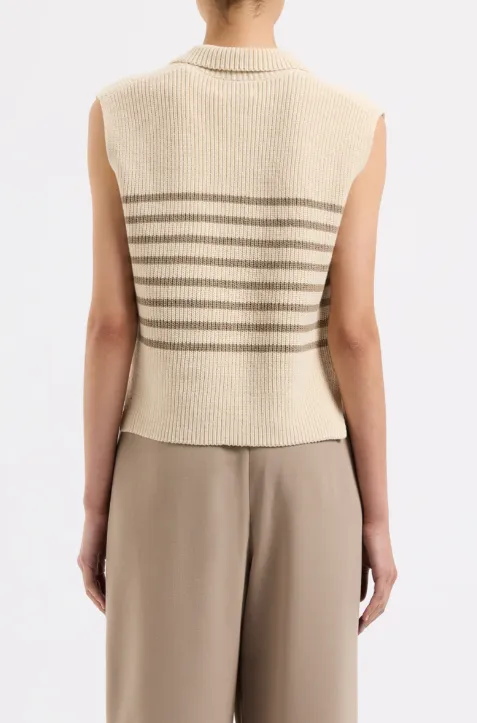 Enes Stripe Knit Vest Chestnut Stripe