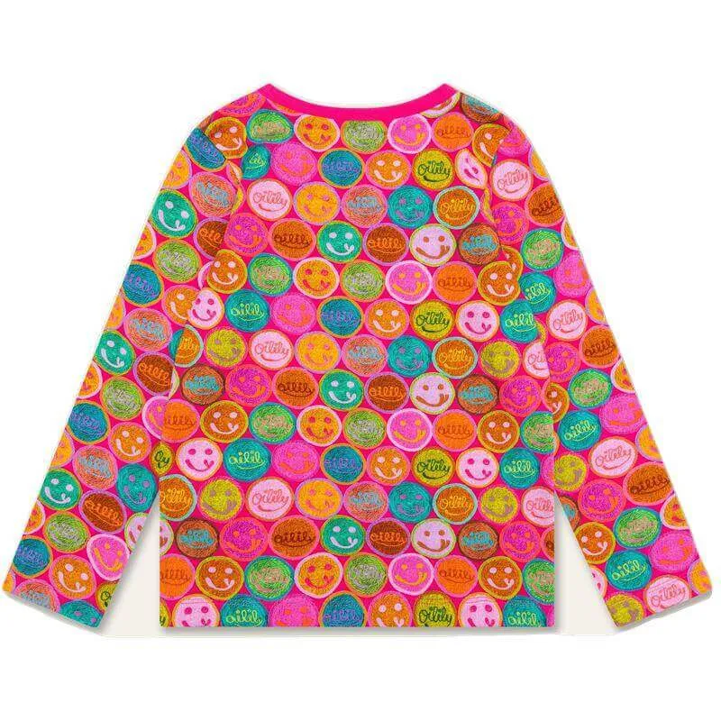 Girls Pink Smiley Tolsy T-Shirt