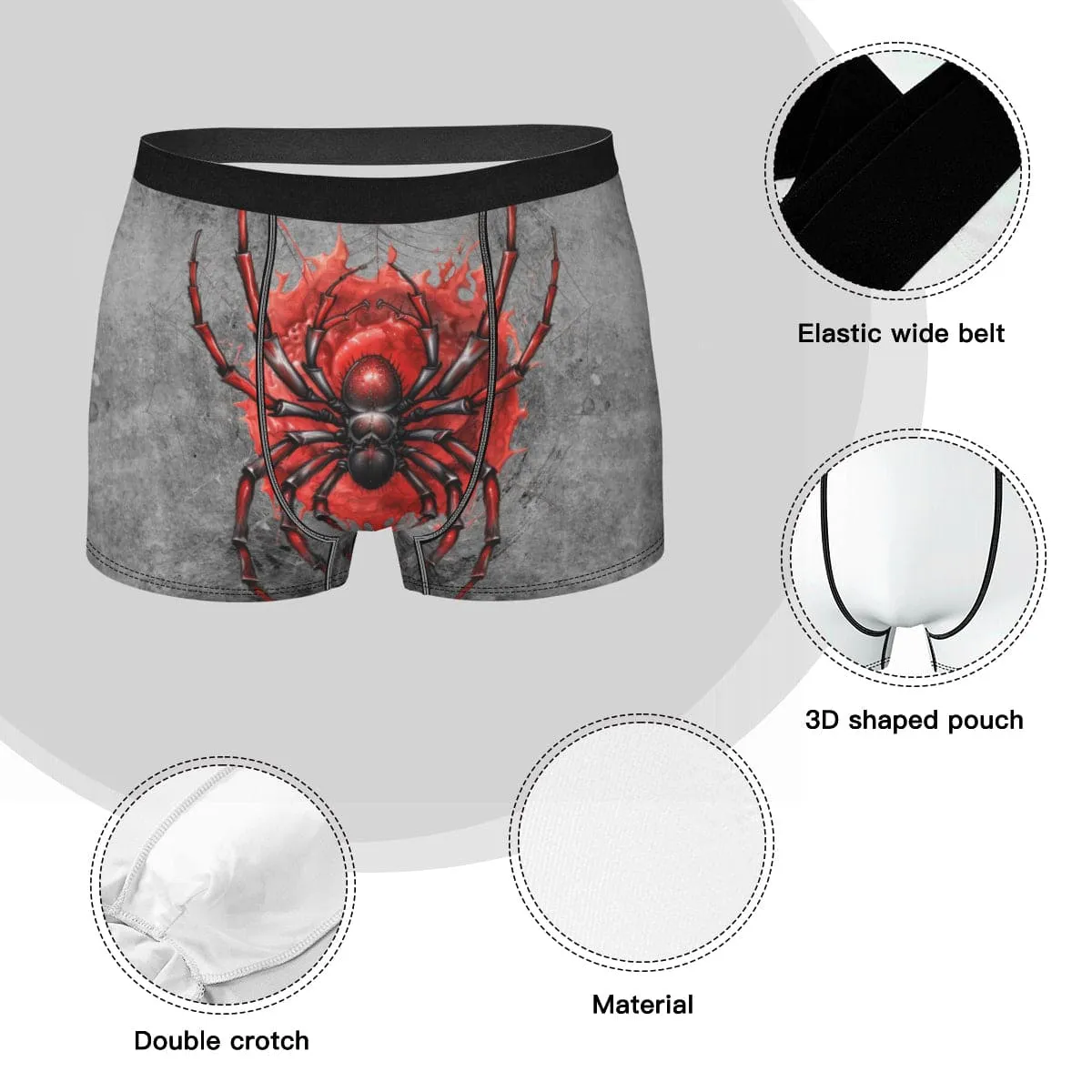 Gothic Black Red Spiderweb Men's Underwear