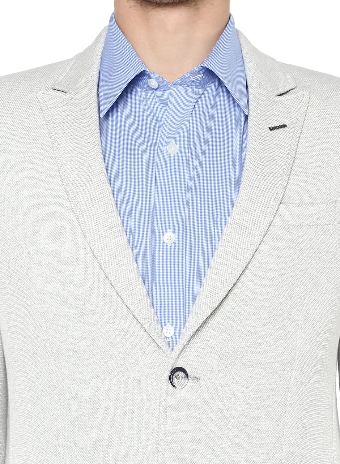 Grey Knit Peak Collar Jacket