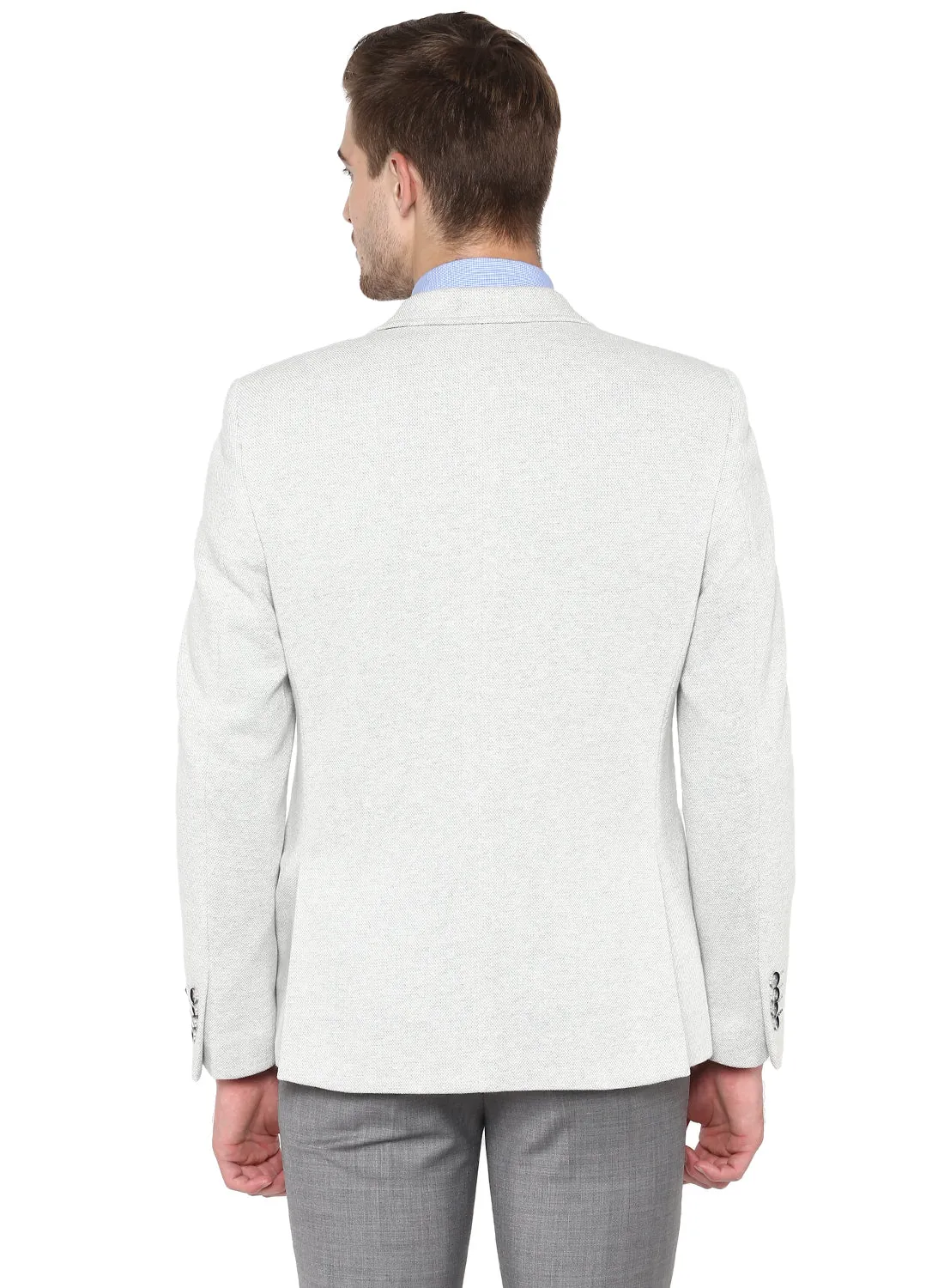 Grey Knit Peak Collar Jacket