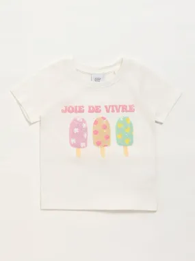 HOP Kids Off-White Embellished T-Shirt