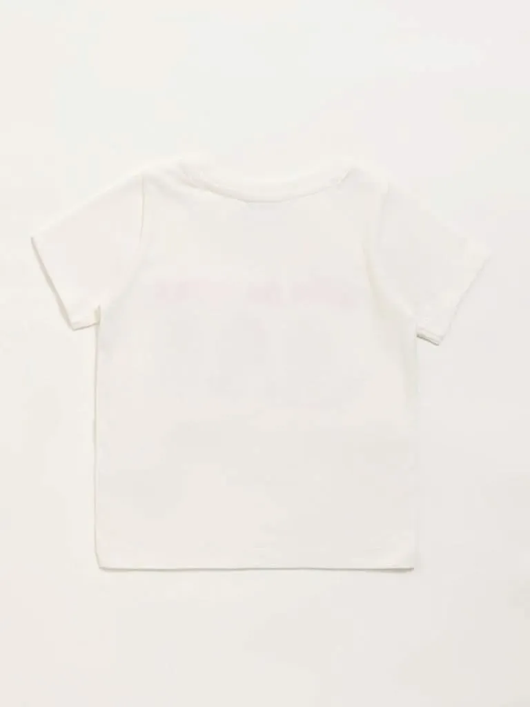 HOP Kids Off-White Embellished T-Shirt