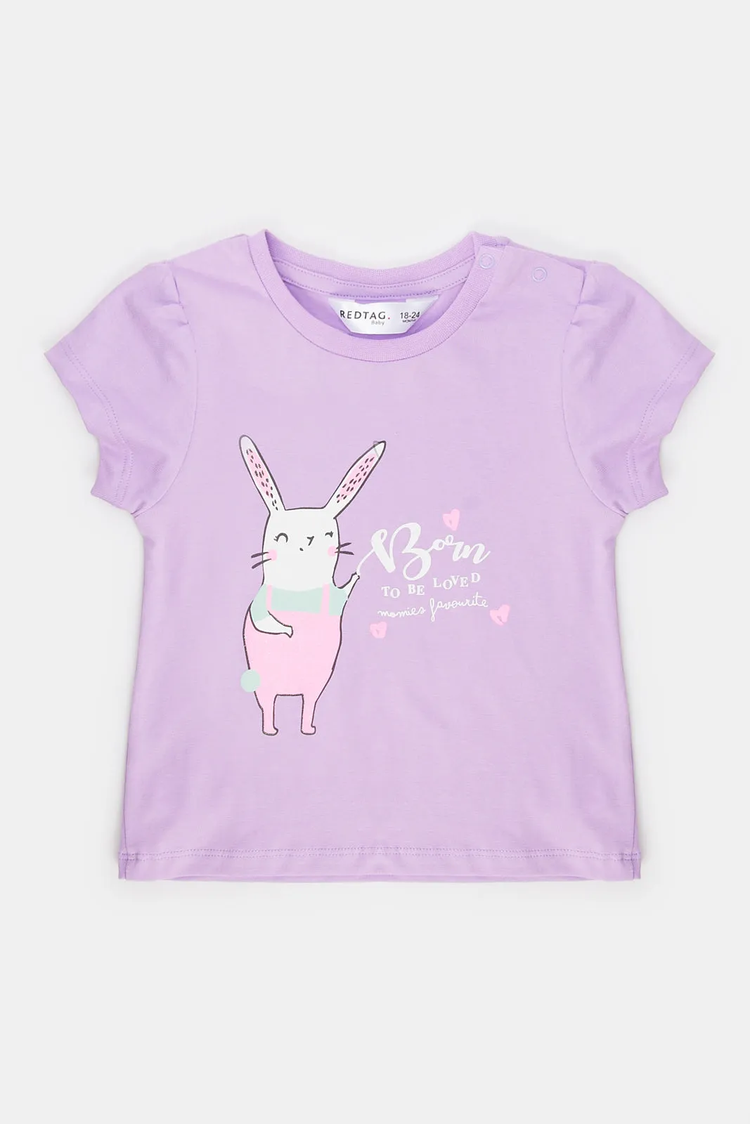 Infant Girls Lilac Bunny Print T-Shirt