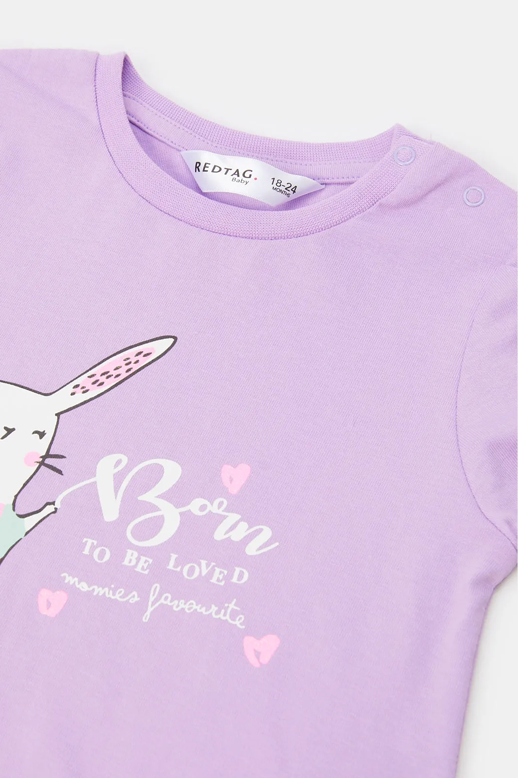 Infant Girls Lilac Bunny Print T-Shirt