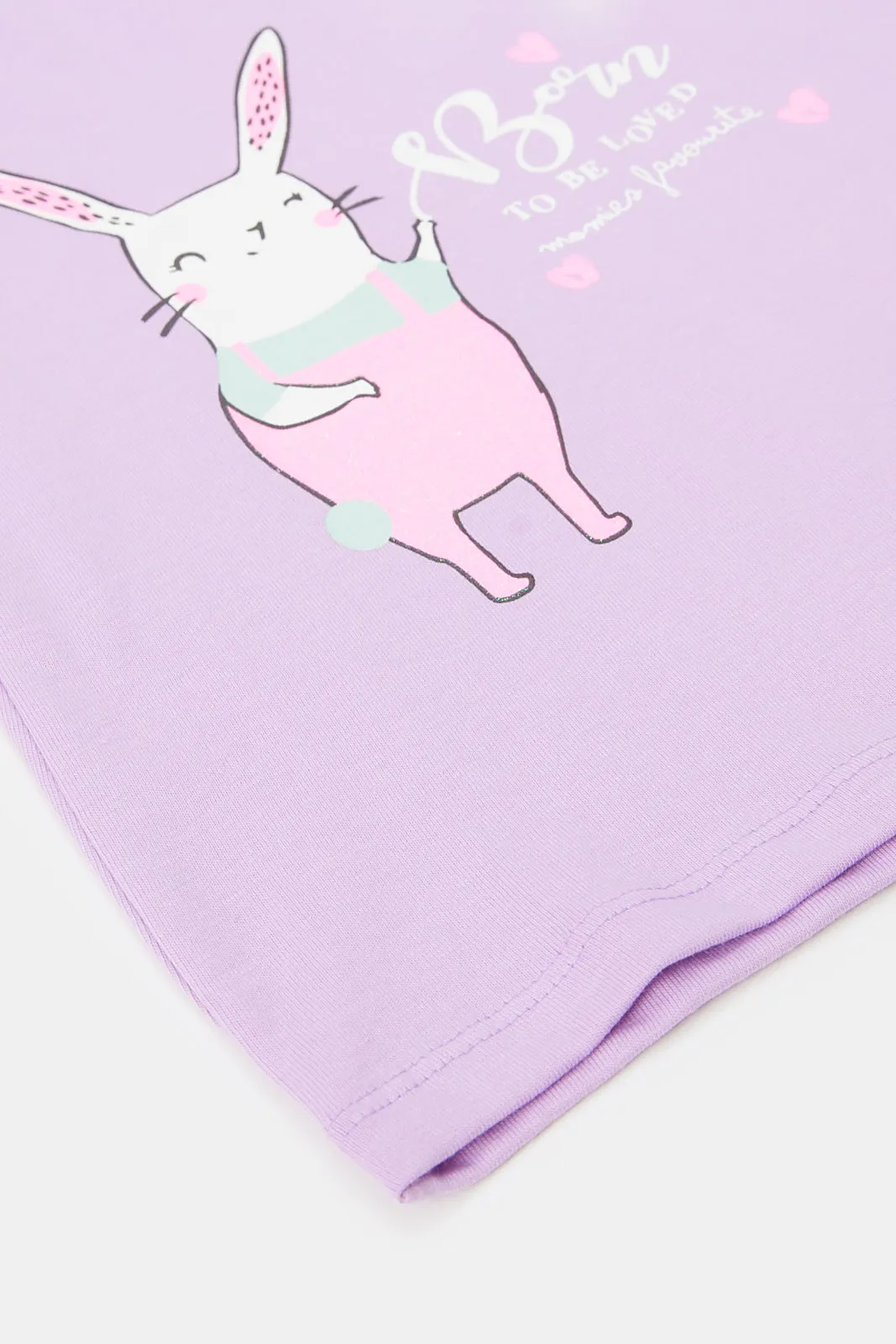 Infant Girls Lilac Bunny Print T-Shirt
