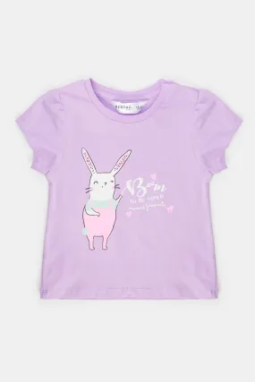 Infant Girls Lilac Bunny Print T-Shirt