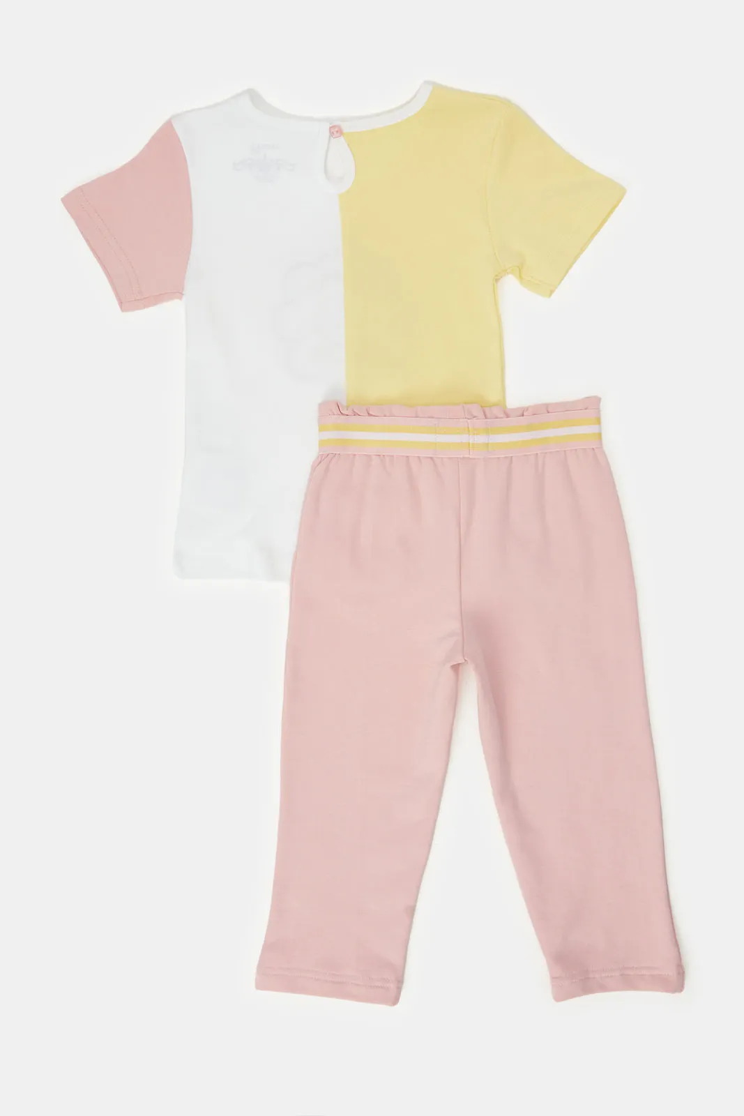 Infant Girls Pink T-Shirt And Trouser Casual Set (2 Piece)