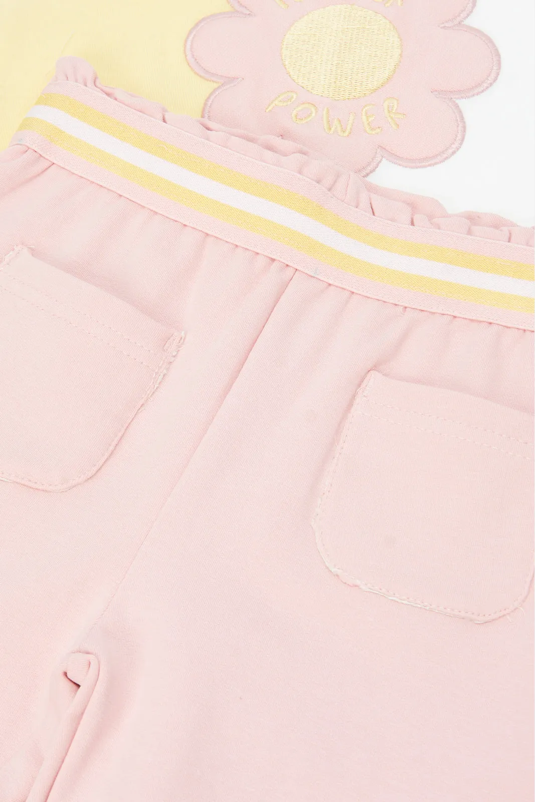 Infant Girls Pink T-Shirt And Trouser Casual Set (2 Piece)