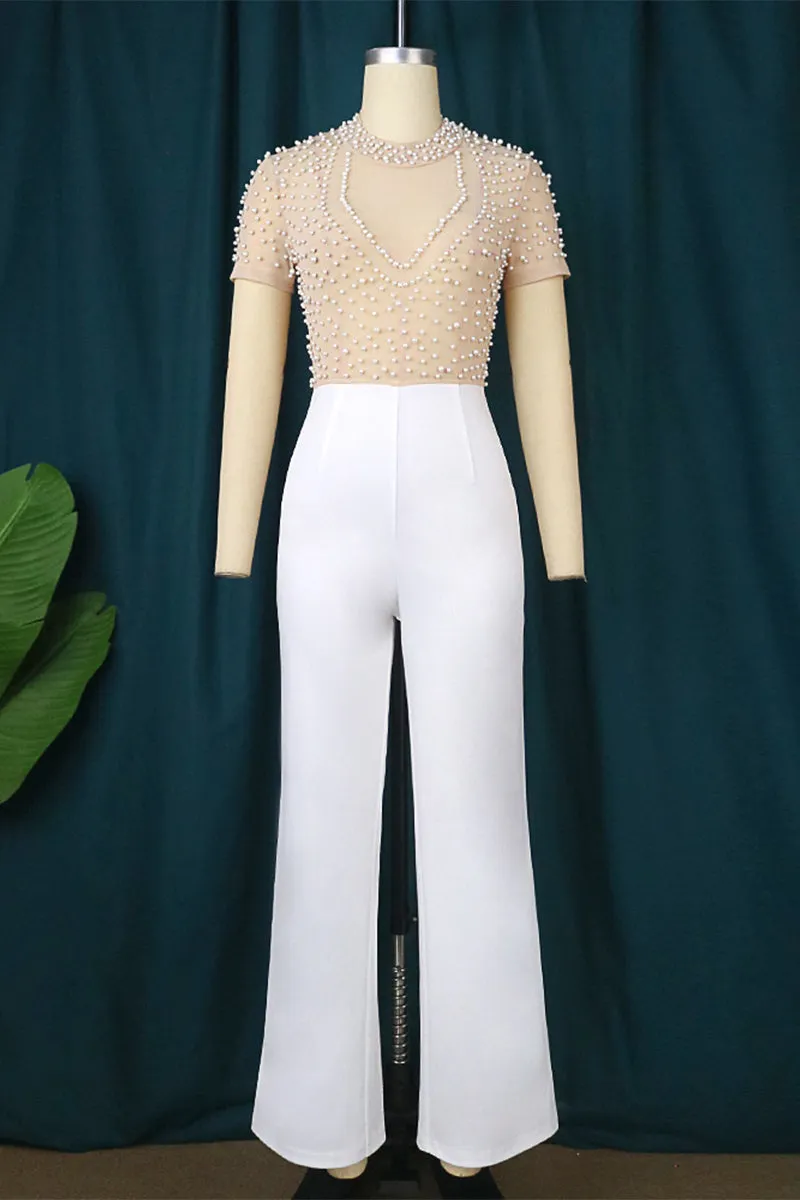 JE705 Pearl Beaded Slim Jumpsuit