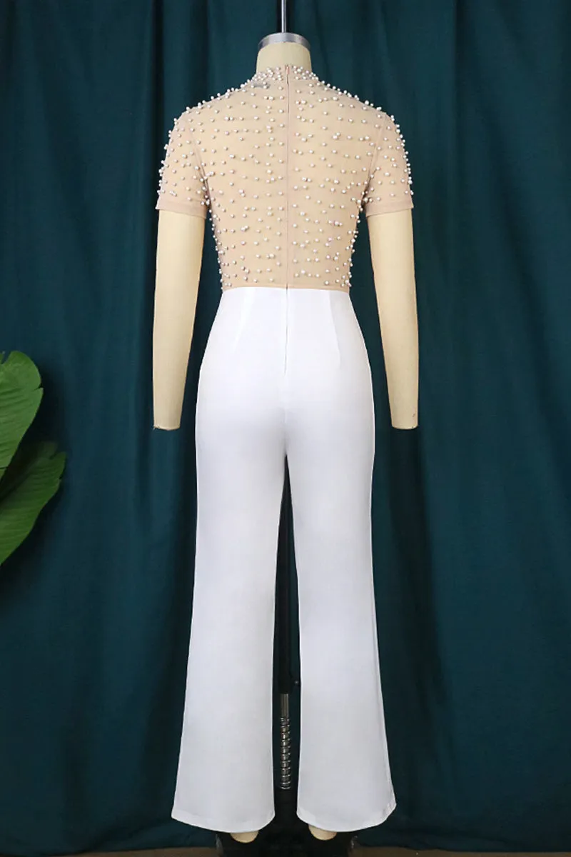 JE705 Pearl Beaded Slim Jumpsuit