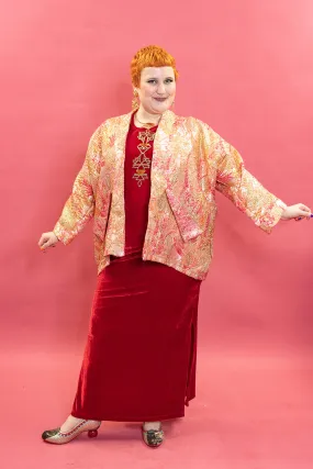 Kimono Jacket in Gold & Coral