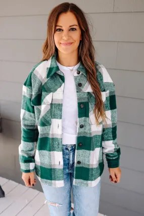 Kristin Plaid Shacket - Forest Green