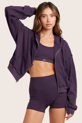 LIGHTWEIGHT SWEATS CLASSIC ZIP HOODIE - PLUM