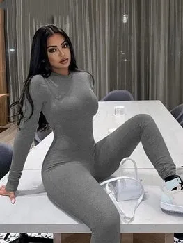 Long Sleeve Bodycon Jumpsuits Overalls
