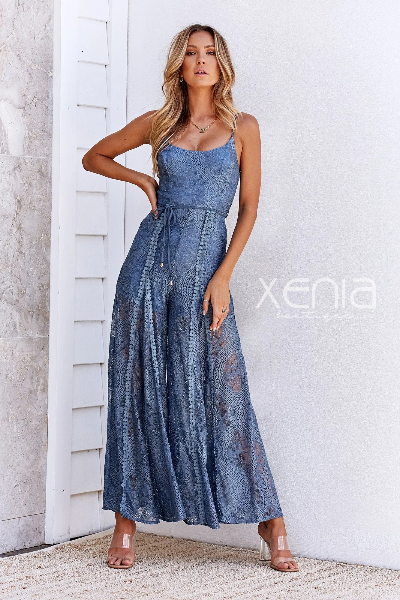Love Lace Jumpsuit (Steel Blue)