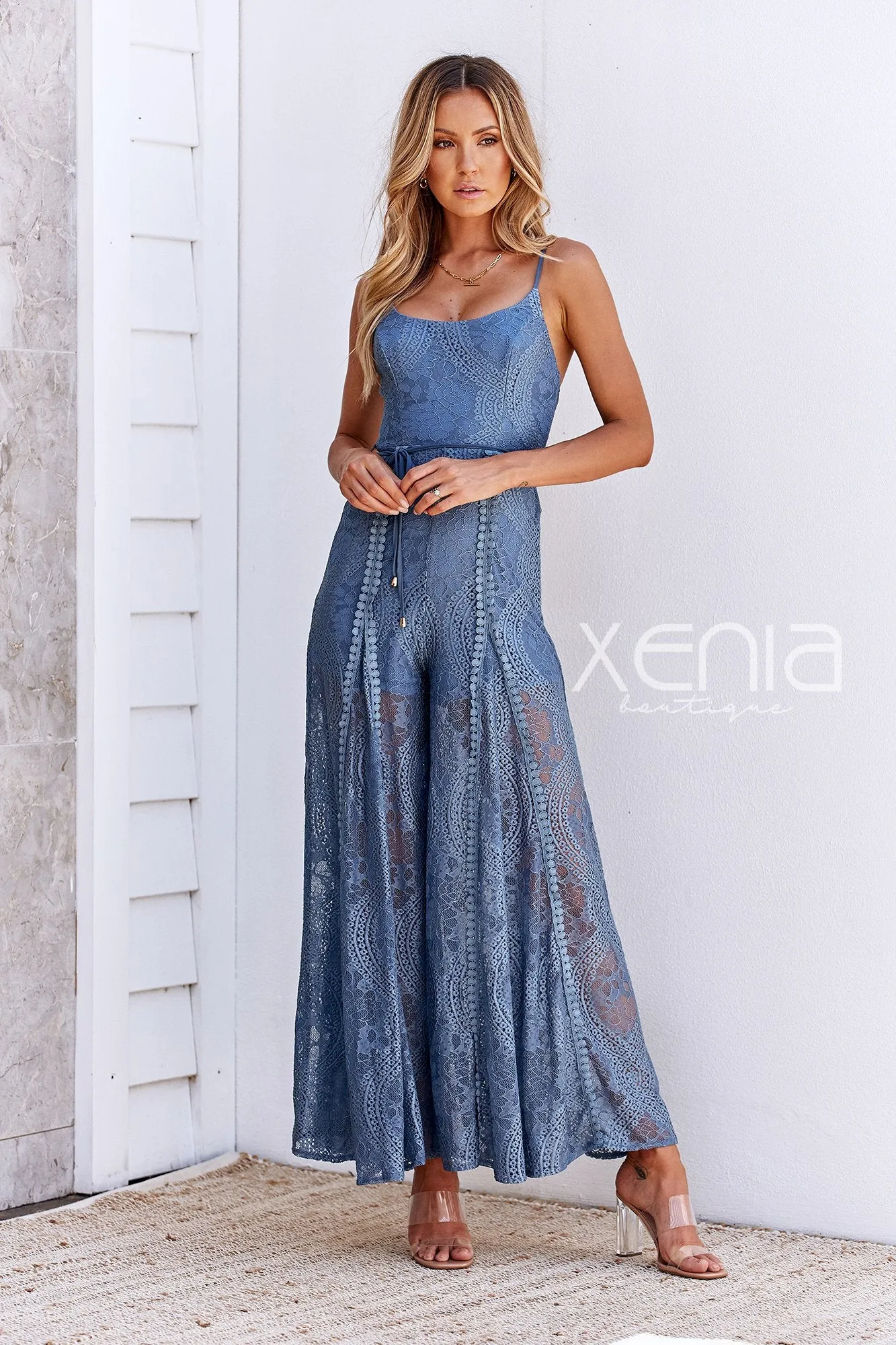 Love Lace Jumpsuit (Steel Blue)