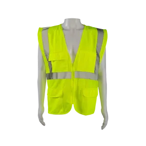 LV2-FSMB ANSI 107-2020 Type R CLASS 2 Front Solid Mesh Back 4-Pocket Safety Vests