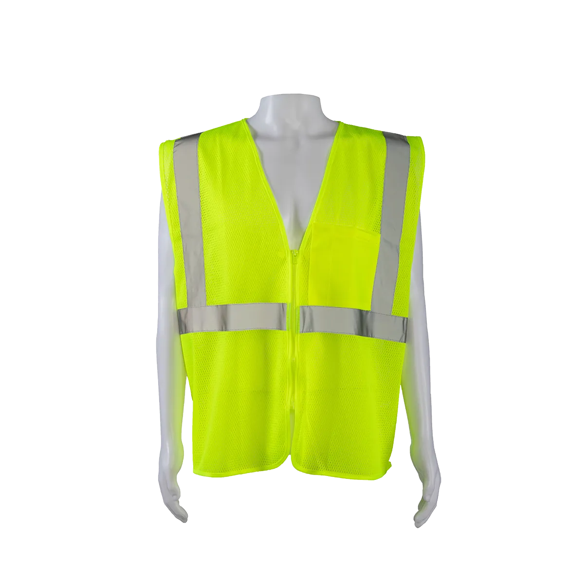 LVM2-CB0 ANSI/ISEA 107-2020 CLASS 2 LIME MESH Safety Vest Zipper Closure