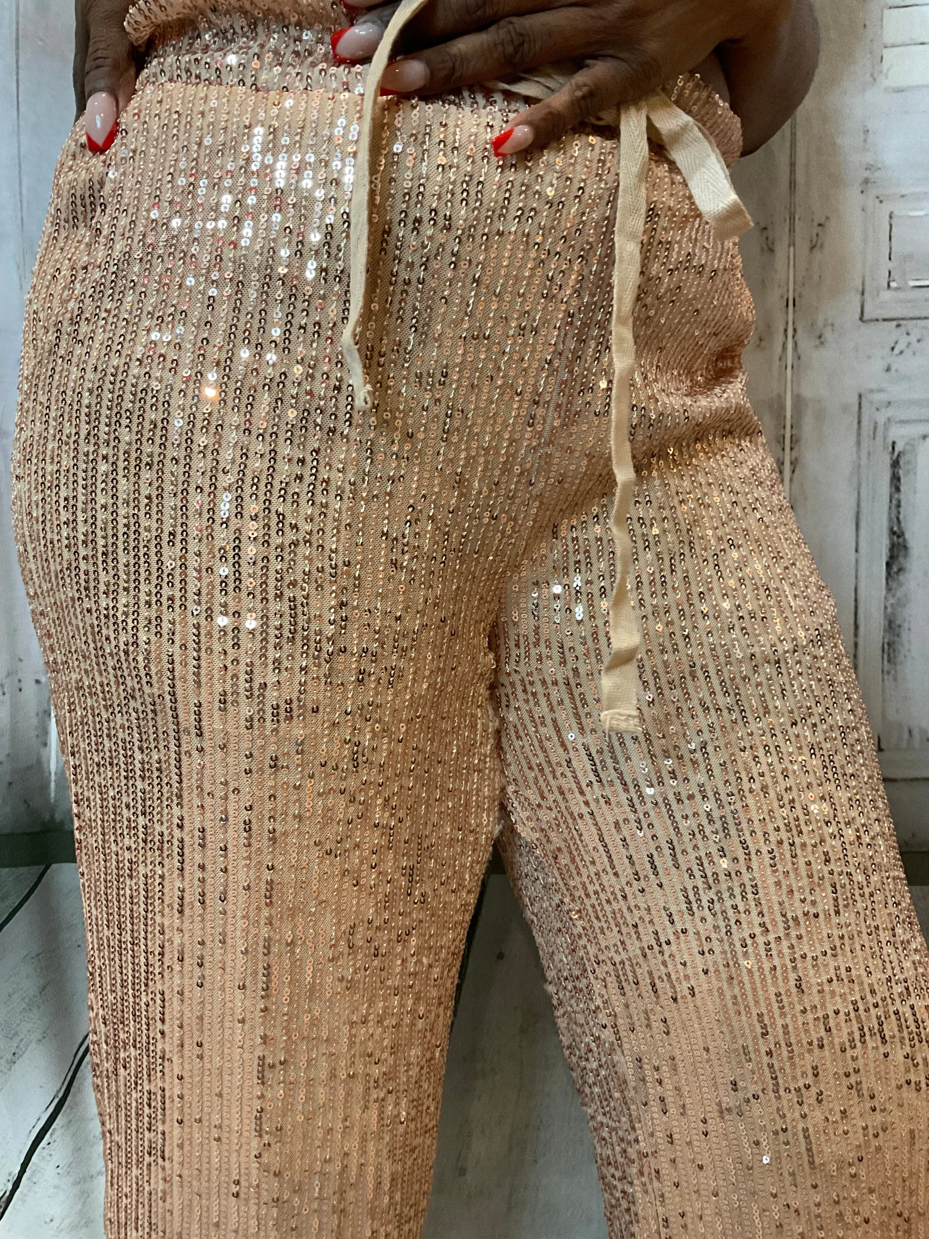 Mauve Sequined Joggers