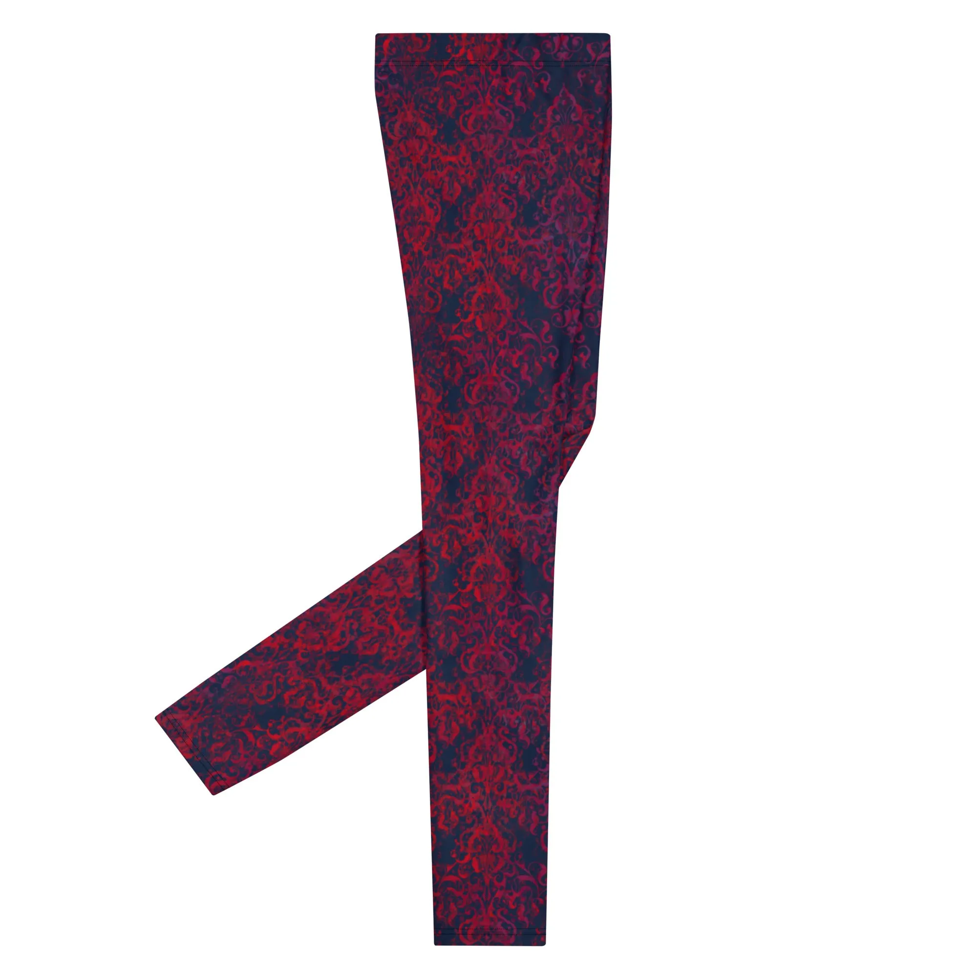 Men's Leggings, Vintage, Dark Navy, Crimson, Workout Pants for Men