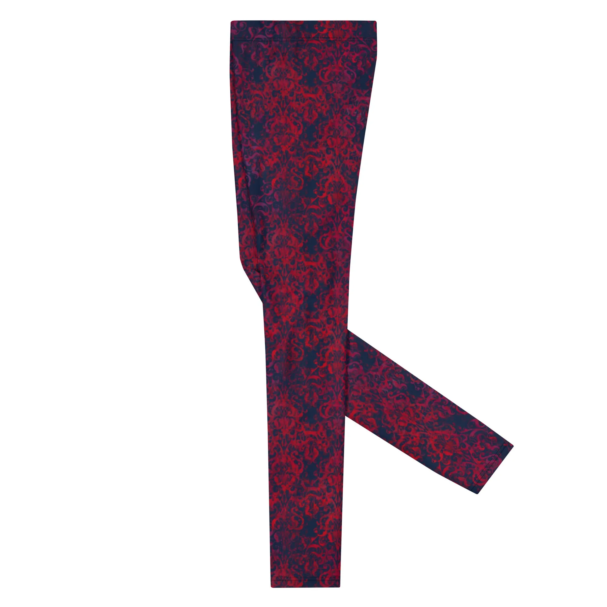 Men's Leggings, Vintage, Dark Navy, Crimson, Workout Pants for Men