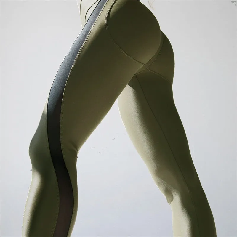 Mesh Patchwork Yoga Sport Legging Pants