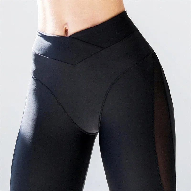 Mesh Patchwork Yoga Sport Legging Pants