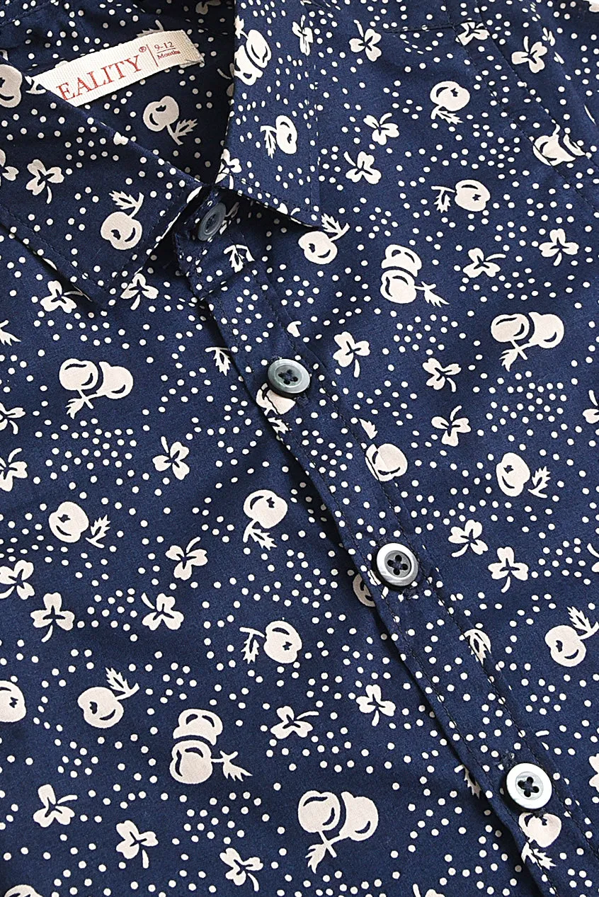 Navy Printed Casual Shirt (3-24M)