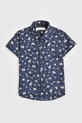 Navy Printed Casual Shirt (3-24M)