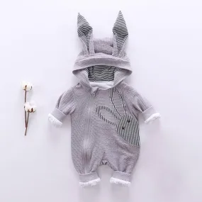 New Baby Unisex Rabbit Hooded Jumpsuit Clothes