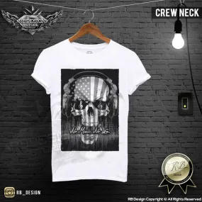 No Music No Life USA Flag Men's Skull T-shirt MD202