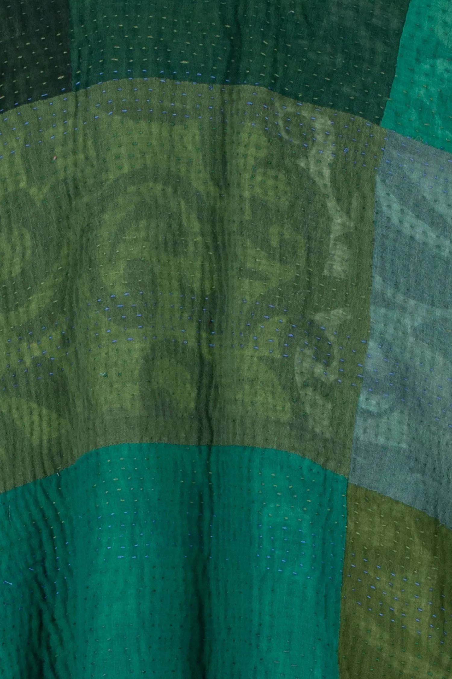 OMBRE PATCHED KANTHA KIMONO LONG JKT - op4005-grn -