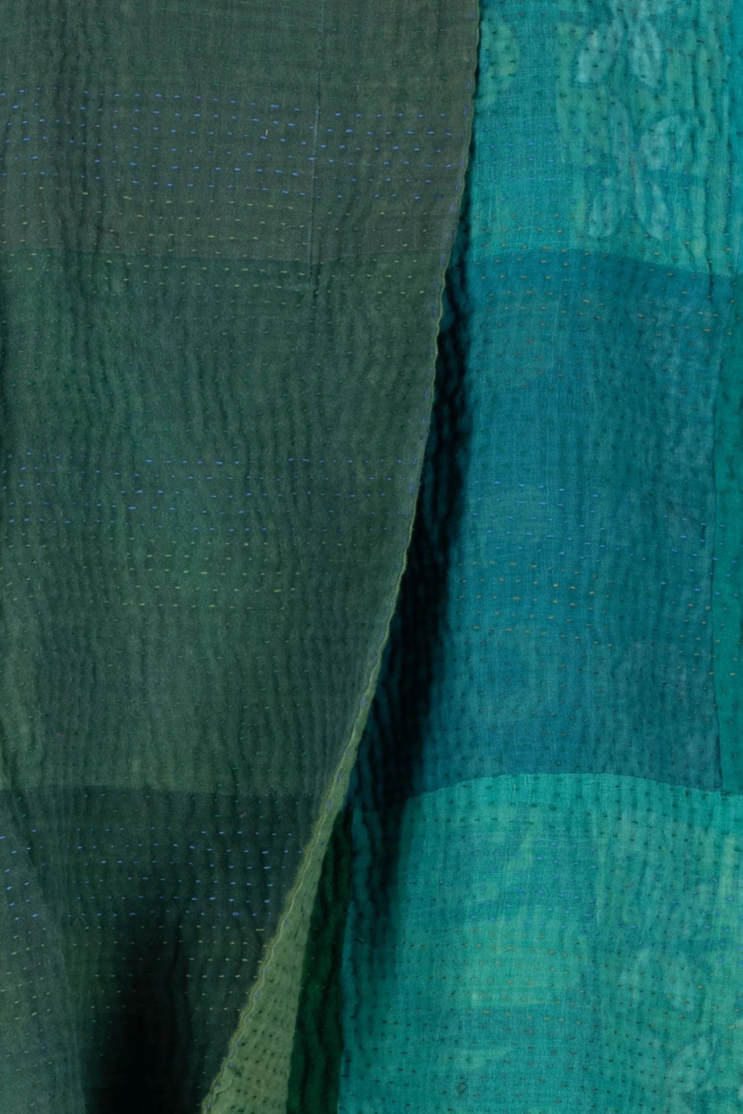 OMBRE PATCHED KANTHA KIMONO LONG JKT - op4005-grn -