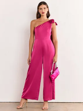 One-Shoulder Bow Wide Leg Jumpsuit - Lena