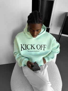 Oversize "KICK OFF" Hoodie - Misty Jade
