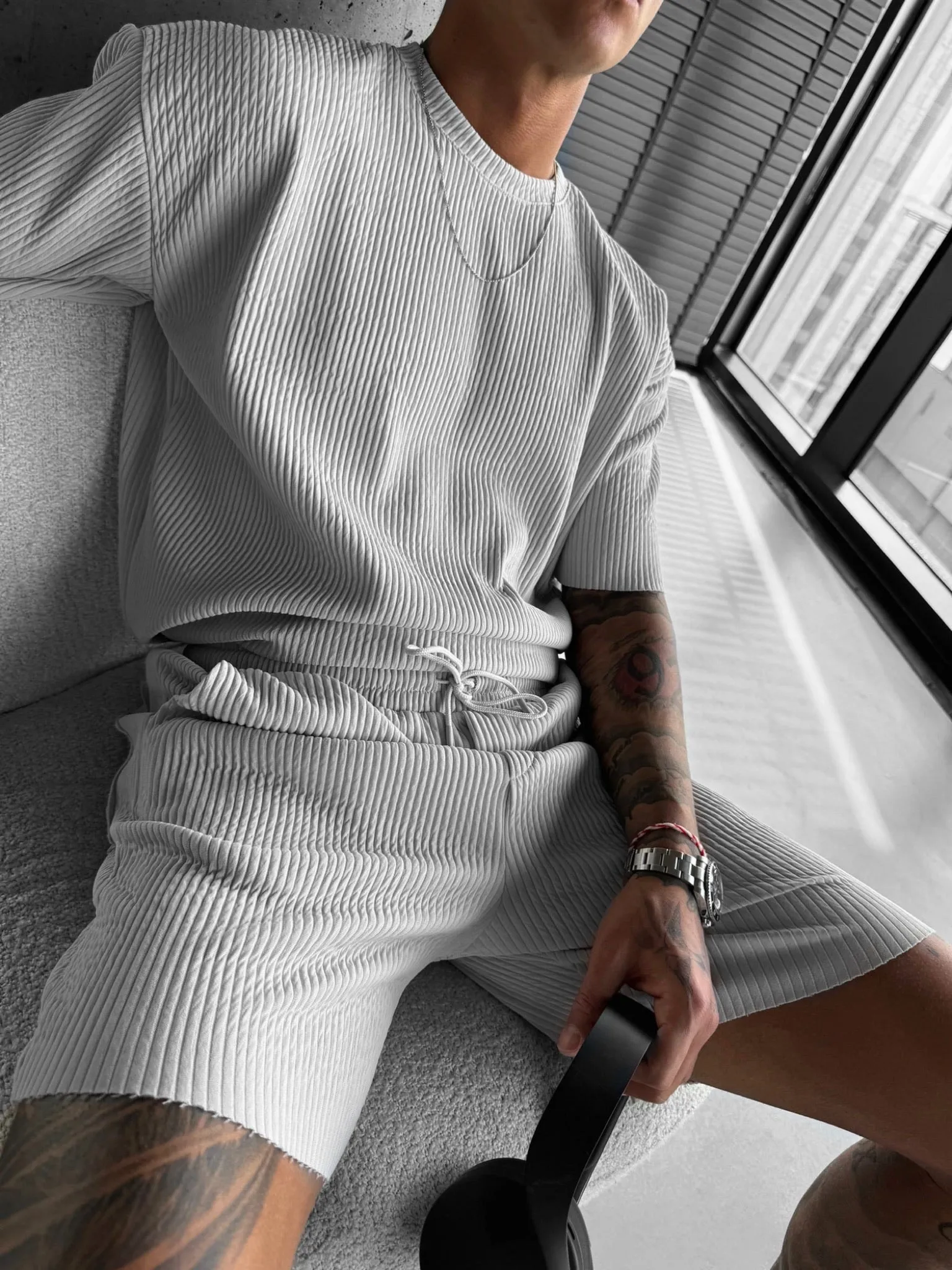 Oversize Ribbed T-Shirt - Grey
