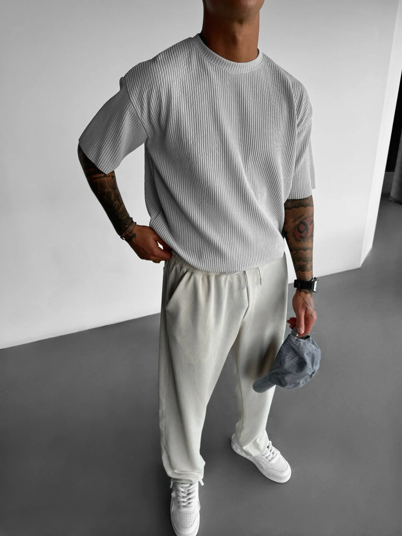 Oversize Ribbed T-Shirt - Grey