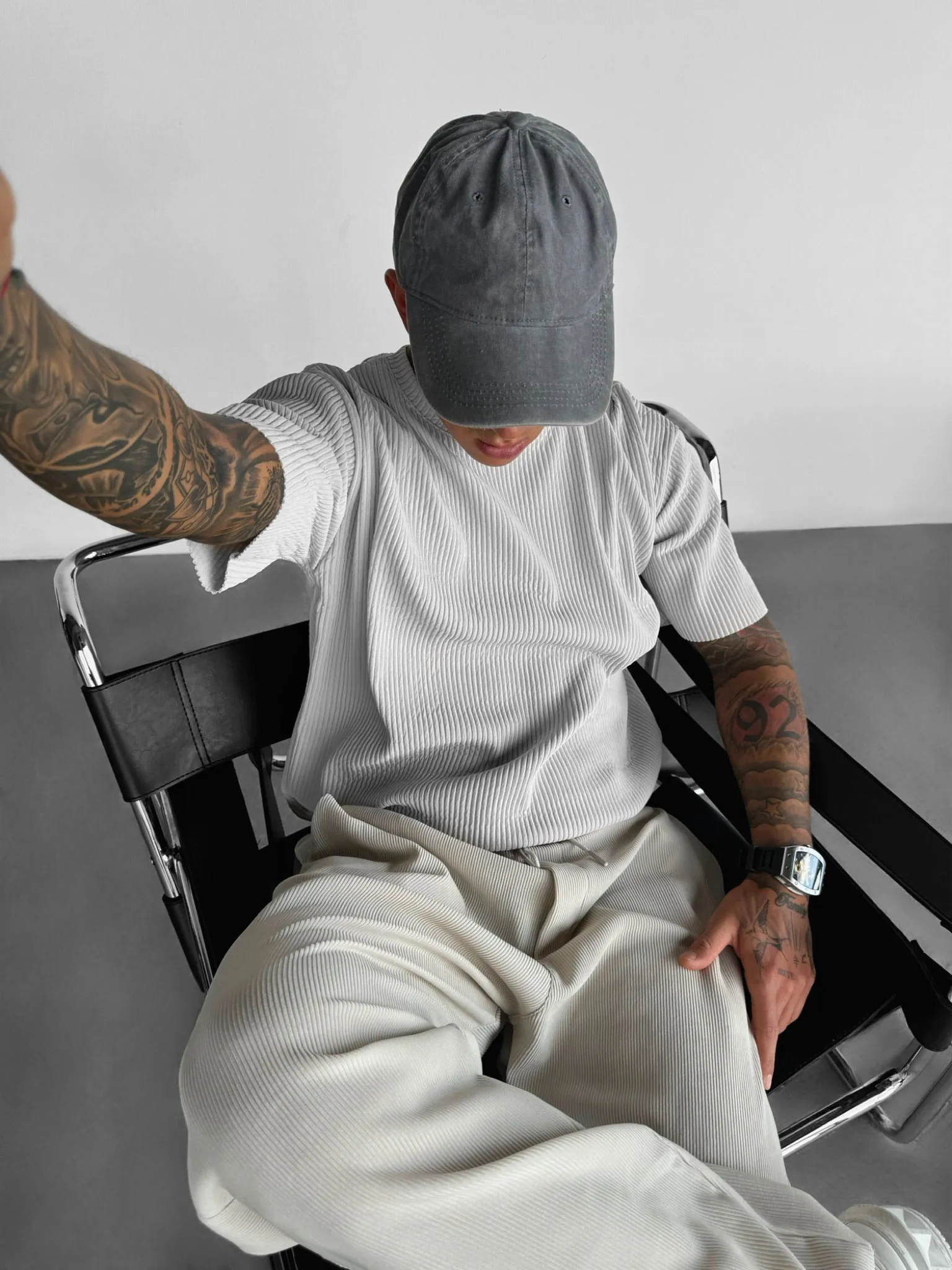 Oversize Ribbed T-Shirt - Grey