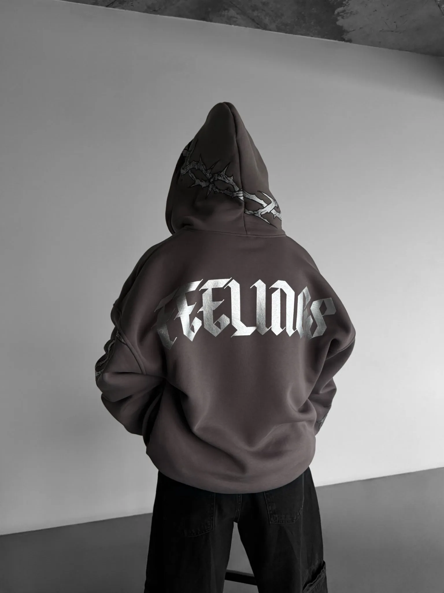 Oversize Wire Zipper Hoodie - Anthracite