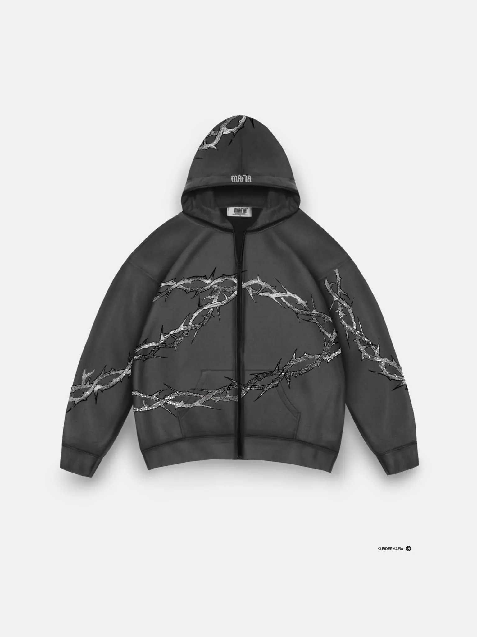 Oversize Wire Zipper Hoodie - Anthracite