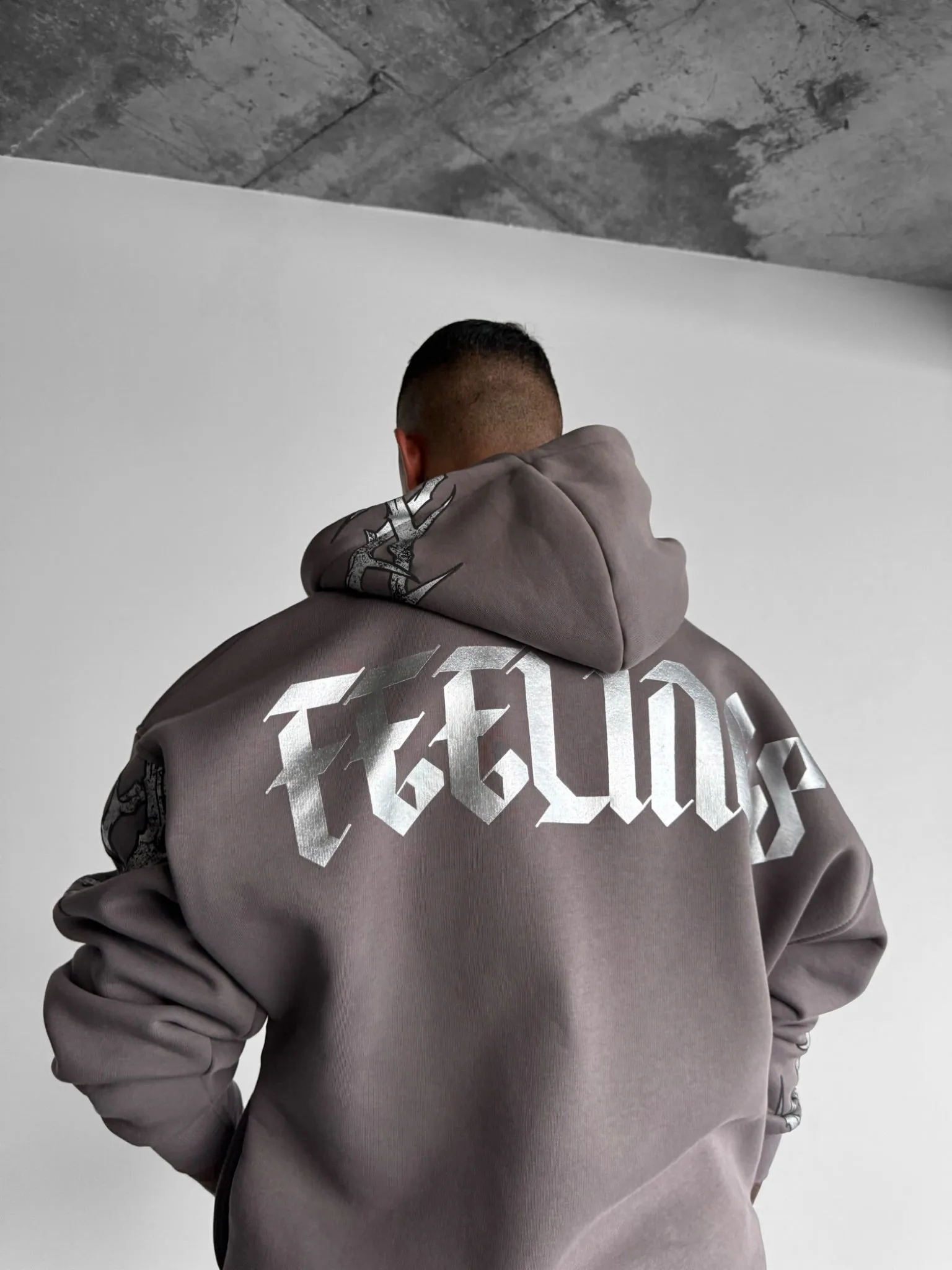 Oversize Wire Zipper Hoodie - Anthracite