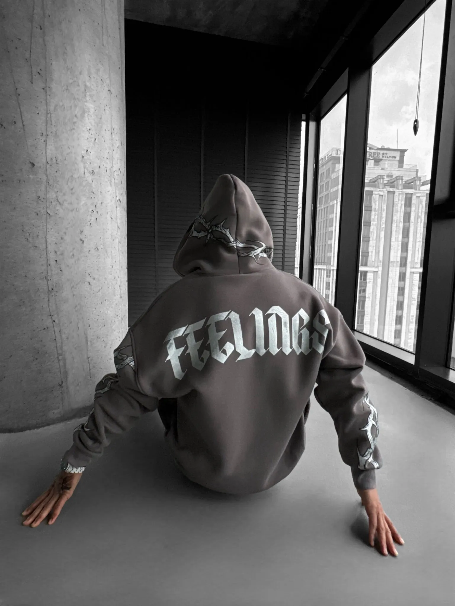 Oversize Wire Zipper Hoodie - Anthracite